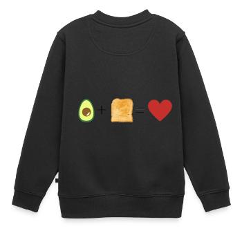 Avocado / Toast / Love / Toast und Avocado - Kinder Premium Organic Sweatshirt - Schwarz - Hinten - AI Model Kid Female (0cm)