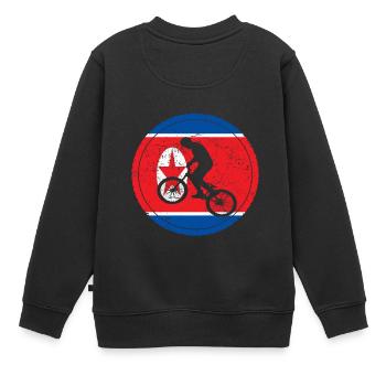 Fahrrad bmx love biking Nordkorea - Kinder Premium Organic Sweatshirt - Schwarz - Hinten - AI Model Kid Female (0cm)