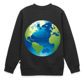 Globus - Weltkugel - Kinder Premium Organic Sweatshirt - Schwarz - Hinten - AI Model Kid Female (0cm)