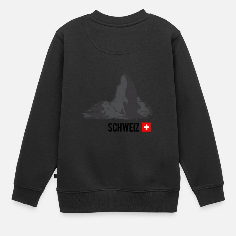 Schweiz - "Berge" - Kinder Premium Organic Sweatshirt - Schwarz