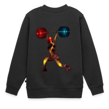 spacy weightlifter - Kinder Premium Organic Sweatshirt - Schwarz - Hinten - AI Model Kid Female (0cm)