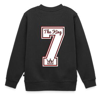 Sammlung THE KING "7" - Kinder Premium Organic Sweatshirt - Schwarz - Hinten - AI Model Kid Female (0cm)
