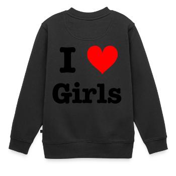 J'aime les filles - Sweat Premium enfant bio - noir - Dos - AI Model Kid Female (0cm)