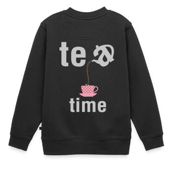 tea time - Kinder Premium Organic Sweatshirt - Schwarz - Hinten - AI Model Kid Female (0cm)