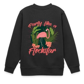 Party Flamingo like a Flockstar - Kinder Premium Organic Sweatshirt - Schwarz - Hinten - AI Model Kid Female (0cm)