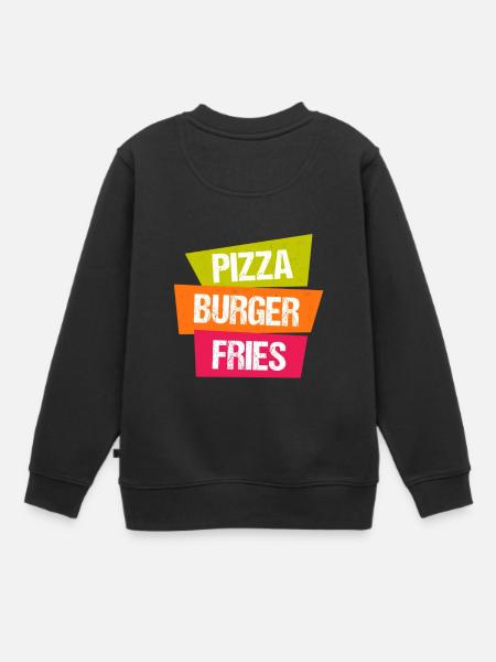 Pizza Burger Pommes - Kinder Premium Organic Sweatshirt - Schwarz