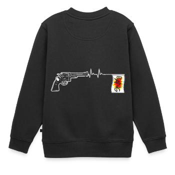 Funny Heartbeats Love Gun Jokes - Kinder Premium Organic Sweatshirt - Schwarz - Hinten - AI Model Kid Female (0cm)
