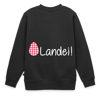 landei (white) - Kinder Premium Organic Sweatshirt - Schwarz - Hinten - AI Model Kid Female (0cm)