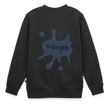 Fleck ooops dunkelblau - Kinder Premium Organic Sweatshirt - Schwarz - Hinten - AI Model Kid Female (0cm)