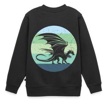 Waliser Drache Retro - Kinder Premium Organic Sweatshirt - Schwarz - Hinten - AI Model Kid Female (0cm)