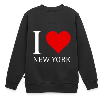 I love New York - Kinder Premium Organic Sweatshirt - Schwarz - Hinten - AI Model Kid Female (0cm)