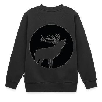 Hirsch in freier Natur Wald Jäger Wild Geschenk - Kinder Premium Organic Sweatshirt - Schwarz - Hinten - AI Model Kid Female (0cm)