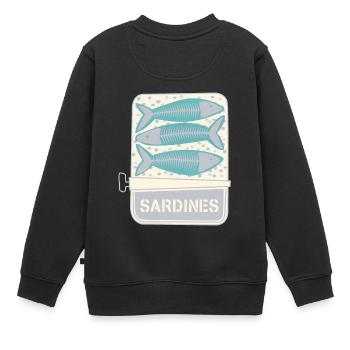 Sardinen, Dose, Angeln, Fisch, öl - Kinder Premium Organic Sweatshirt - Schwarz - Hinten - AI Model Kid Female (0cm)
