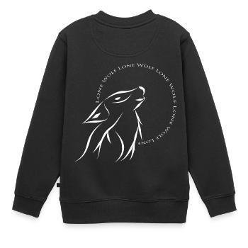 Einsamer Wolf weiß - Kinder Premium Organic Sweatshirt - Schwarz - Hinten - AI Model Kid Female (0cm)