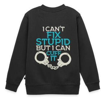 arrêter la stupidité - Police - Menottes - Sweat Premium enfant bio - noir - Dos - AI Model Kid Female (0cm)
