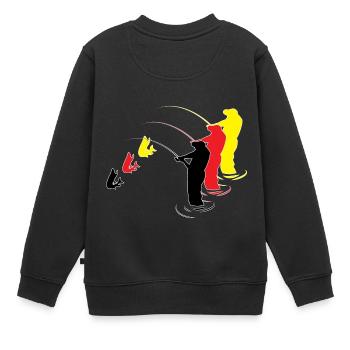 Angeln, Angeln - Kinder Premium Organic Sweatshirt - Schwarz - Hinten - AI Model Kid Female (0cm)