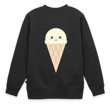 Kawaii Vanilla Ice Cream - Kids Premium Organic Sweatshirt - black - Back - AI Model Kid Female (0cm)