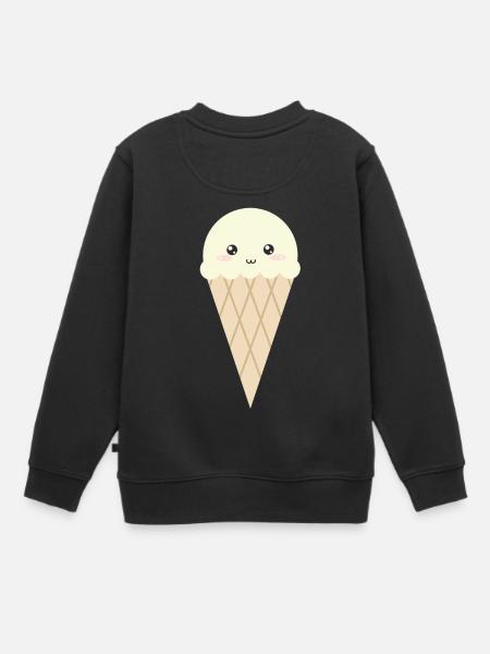 Kawaii Vanilleeis - Kinder Premium Organic Sweatshirt - Schwarz