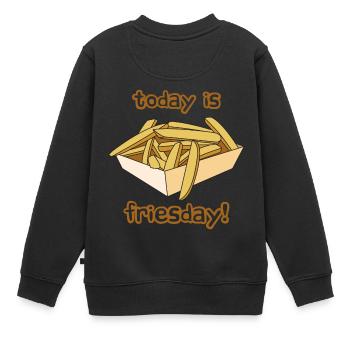 frites françaises cadeau manger régime fast-food - Sweat Premium enfant bio - noir - Dos - AI Model Kid Female (0cm)