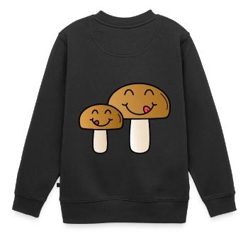 Pilze - Kinder Premium Organic Sweatshirt - Schwarz - Hinten - AI Model Kid Female (0cm)