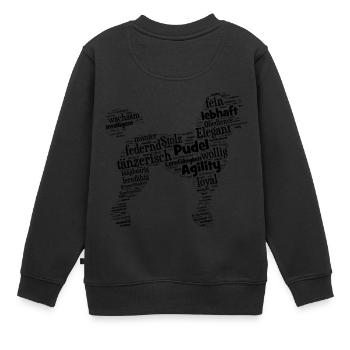 Pudel Charaktershirt Wordcloud - Kinder Premium Organic Sweatshirt - Schwarz - Hinten - AI Model Kid Female (0cm)