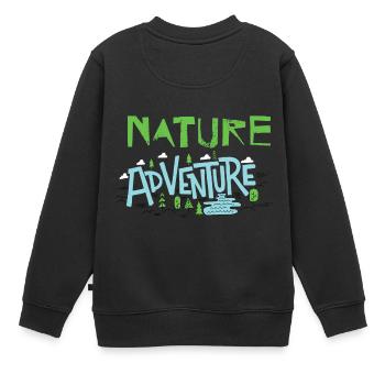 Aventure nature - Sweat Premium enfant bio - noir - Dos - AI Model Kid Female (0cm)