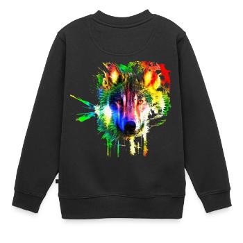 Wolf Splash Modern - Kids Premium Organic Sweatshirt - black - Back - AI Model Kid Female (0cm)