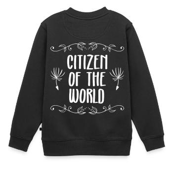 DRÔLES DISCOURS VOYAGE MONDE CITOYEN DU MONDE - Sweat Premium enfant bio - noir - Dos - AI Model Kid Female (0cm)