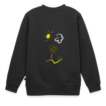 nature - Sweat Premium enfant bio - noir - Dos - AI Model Kid Female (0cm)