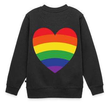 Regenbogenherz | LGBT | Geschenkidee - Kinder Premium Organic Sweatshirt - Schwarz - Hinten - AI Model Kid Female (0cm)