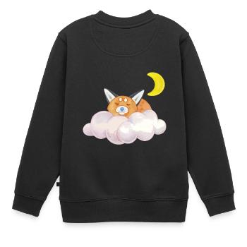 Sommeil chat nuage lune cadeau de nuit - Sweat Premium enfant bio - noir - Dos - AI Model Kid Female (0cm)