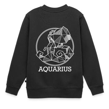 Zodiaque Verseau Cadeau geo Verseau - Sweat Premium enfant bio - noir - Dos - AI Model Kid Female (0cm)