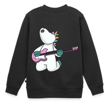 Einhorn Rock Gitarre Geschenk rockin Musik - Kinder Premium Organic Sweatshirt - Schwarz - Hinten - AI Model Kid Female (0cm)