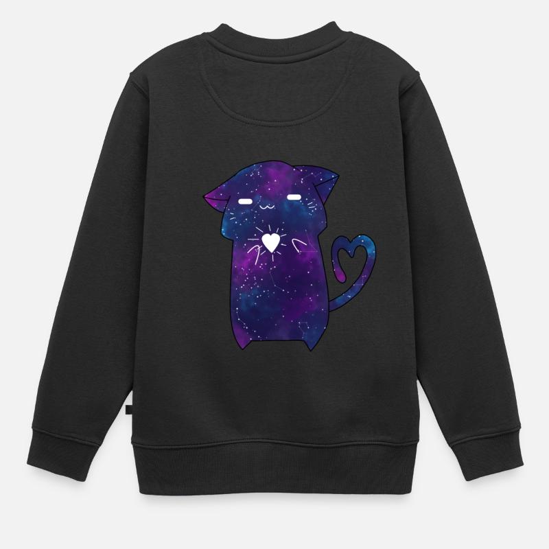 Chat galaxie - Sweat Premium enfant bio - noir