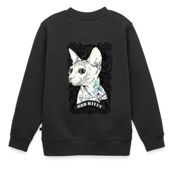 Geschenk Katze Mieze Haustier Geschenkidee - Kinder Premium Organic Sweatshirt - Schwarz - Hinten - AI Model Kid Female (0cm)
