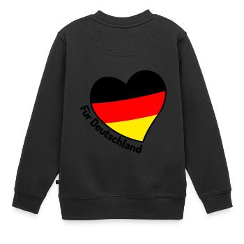 WM EM Herz Deutschland Weltmeisterschaft Fußball - Kinder Premium Organic Sweatshirt - Schwarz - Hinten - AI Model Kid Female (0cm)