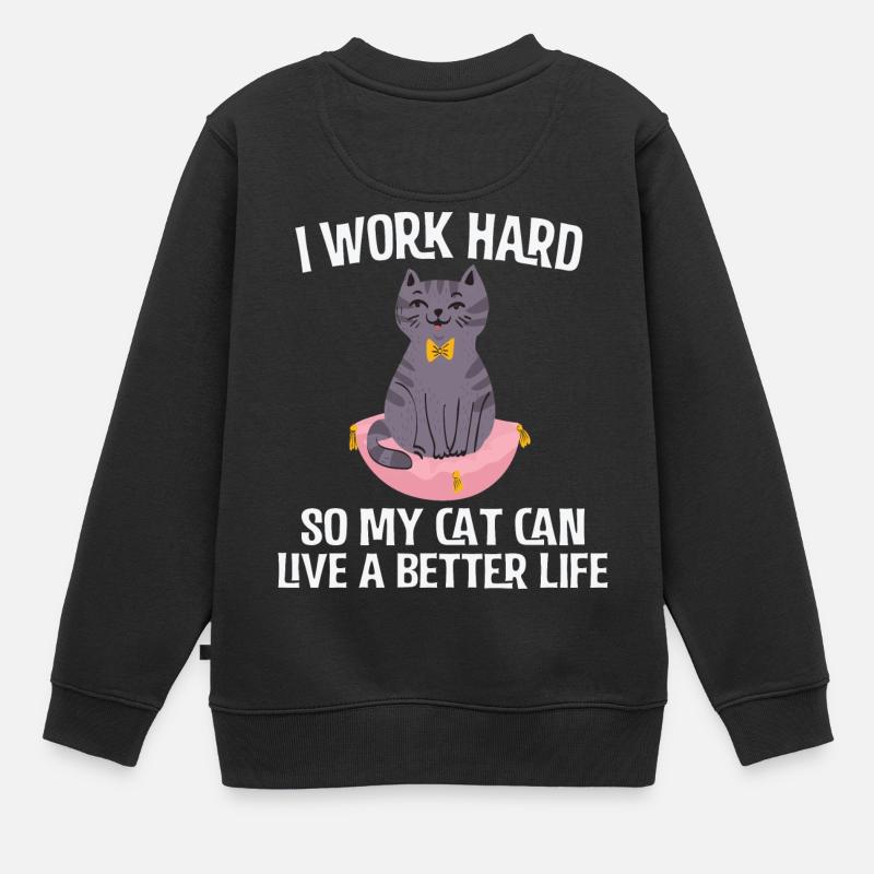 Chat drôle - Sweat Premium enfant bio - noir