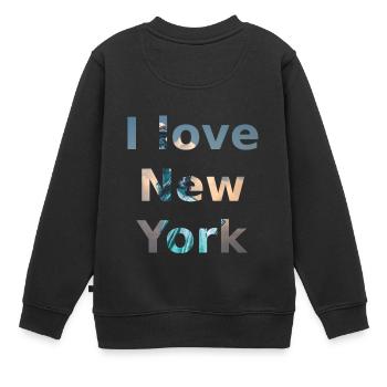 I love New York - Kinder Premium Organic Sweatshirt - Schwarz - Hinten - AI Model Kid Female (0cm)