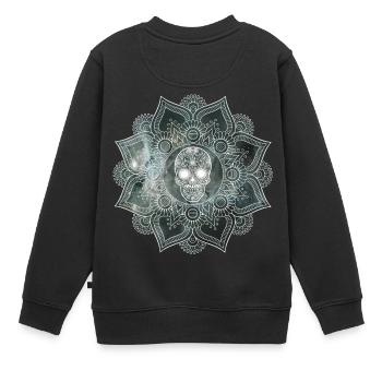 Mandala Skull - Kinder Premium Organic Sweatshirt - Schwarz - Hinten - AI Model Kid Female (0cm)