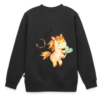 Schulanfang 1.Klasse Pferd ***super süß*** - Kinder Premium Organic Sweatshirt - Schwarz - Hinten - AI Model Kid Female (0cm)