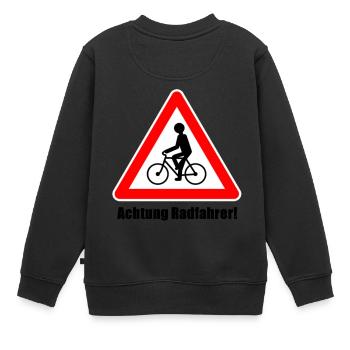 Achtung Radfahrer - Kinder Premium Organic Sweatshirt - Schwarz - Hinten - AI Model Kid Female (0cm)