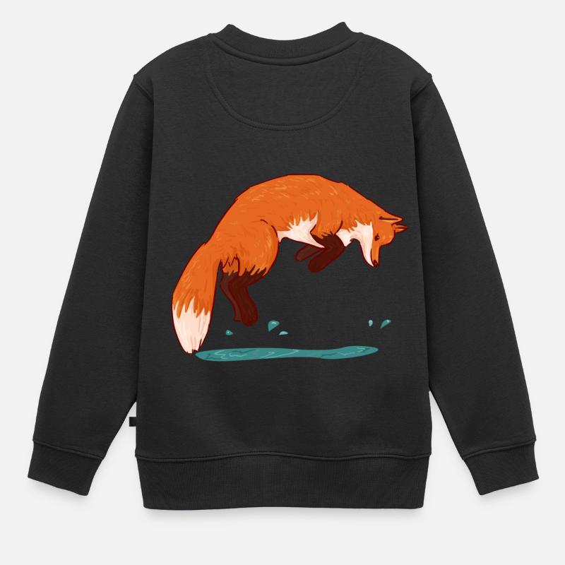 Springender Fuchs - Kinder Premium Organic Sweatshirt - Schwarz