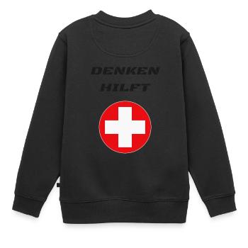 denken hilft - Kinder Premium Organic Sweatshirt - Schwarz - Hinten - AI Model Kid Female (0cm)
