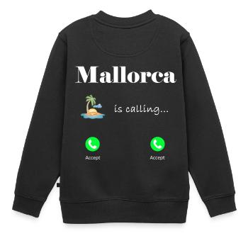 Mallorca is calling, Lustiges Geschenkidee Palme - Kinder Premium Organic Sweatshirt - Schwarz - Hinten - AI Model Kid Female (0cm)