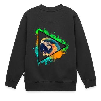 Papagei Parrot Vogel Bird Watercolor Wasserfarben - Kinder Premium Organic Sweatshirt - Schwarz - Hinten - AI Model Kid Female (0cm)