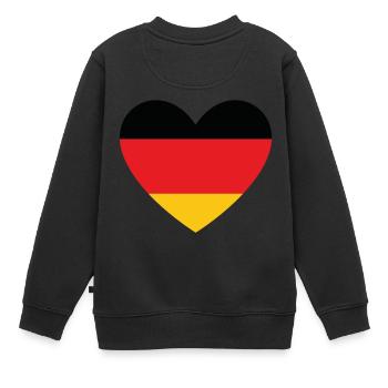Herz Deutschlandflagge schwarz rot gold - Kinder Premium Organic Sweatshirt - Schwarz - Hinten - AI Model Kid Female (0cm)