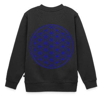 Fleur de vie en bleu - Sweat Premium enfant bio - noir - Dos - AI Model Kid Female (0cm)