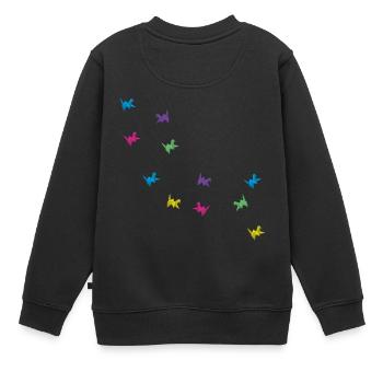 Origami Vögel - Kinder Premium Organic Sweatshirt - Schwarz - Hinten - AI Model Kid Female (0cm)