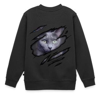 Russisch Blau in mir - Kinder Premium Organic Sweatshirt - Schwarz - Hinten - AI Model Kid Female (0cm)