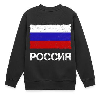 Russland - Kinder Premium Organic Sweatshirt - Schwarz - Hinten - AI Model Kid Female (0cm)